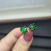 Four-Claw Round Purple Diamond Stud Earrings Simple 8Mm Greenstone 2 Carats Ear Holes Unisex