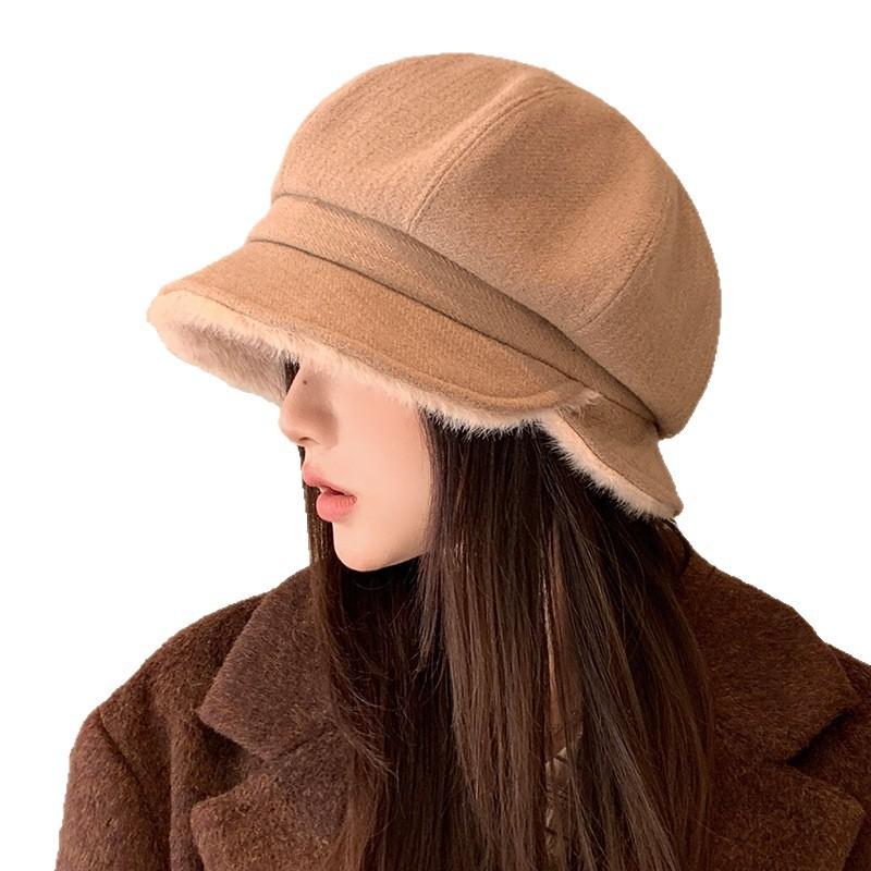 Retro Vintage Thickened Beret Japanese Versatile Big Head Octagonal Hat Showing Face Small Windproof and Warm Hat