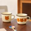 Souvenir Nostalgic Retro Ceramic Cup Imitation Enamel Mug with Lid Office and Home Personalized Creative Drinking Cup