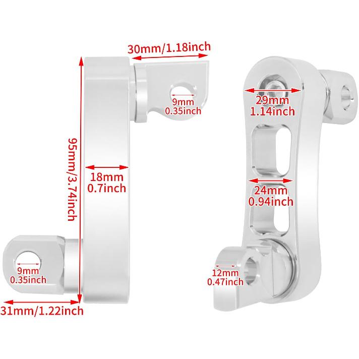 HDBUBALUS Passenger Footpegs Mount Kit Adjustable Highway Pegs Extension Brackets Male Mount Footpegs Clamp fit For Harley Sportster Dyna Softail
