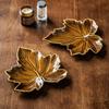 Japanese Retro Maple Leaf Plate Ceramic Plate Home Restaurant Specialty Plate Dim Sum Plate Vegetable Plate Special-Shaped Fruit Plate