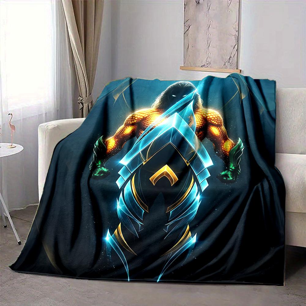 1pc Aquaman, Hero Flannel Throw Blanket Lightweight Soft Warm All Season Blanket for Sofa, Bed, Travel,L1028004 80x120cm