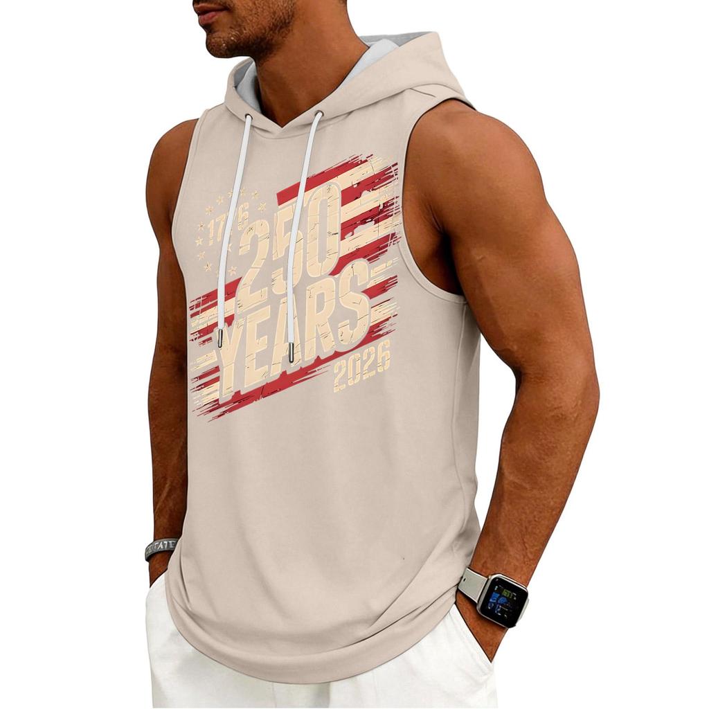 Men's Tank Top Gym Sleeveless Hoodie Shirt Washed Sports Muscle Shirts Fitness Vest With Hood