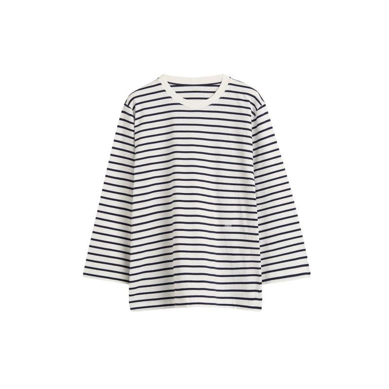 Suměihuì Women s Cotton Loose-Fit Long Sleeve T-Shirt - Spring/Summer 2026 Arrival, Round Neck, Simple Casual Style Small