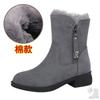 2025 new flat-bottomed snow boots women's cotton boots piled and thickened soft-soled medium boots winter Northeast large cotton shoes short boots