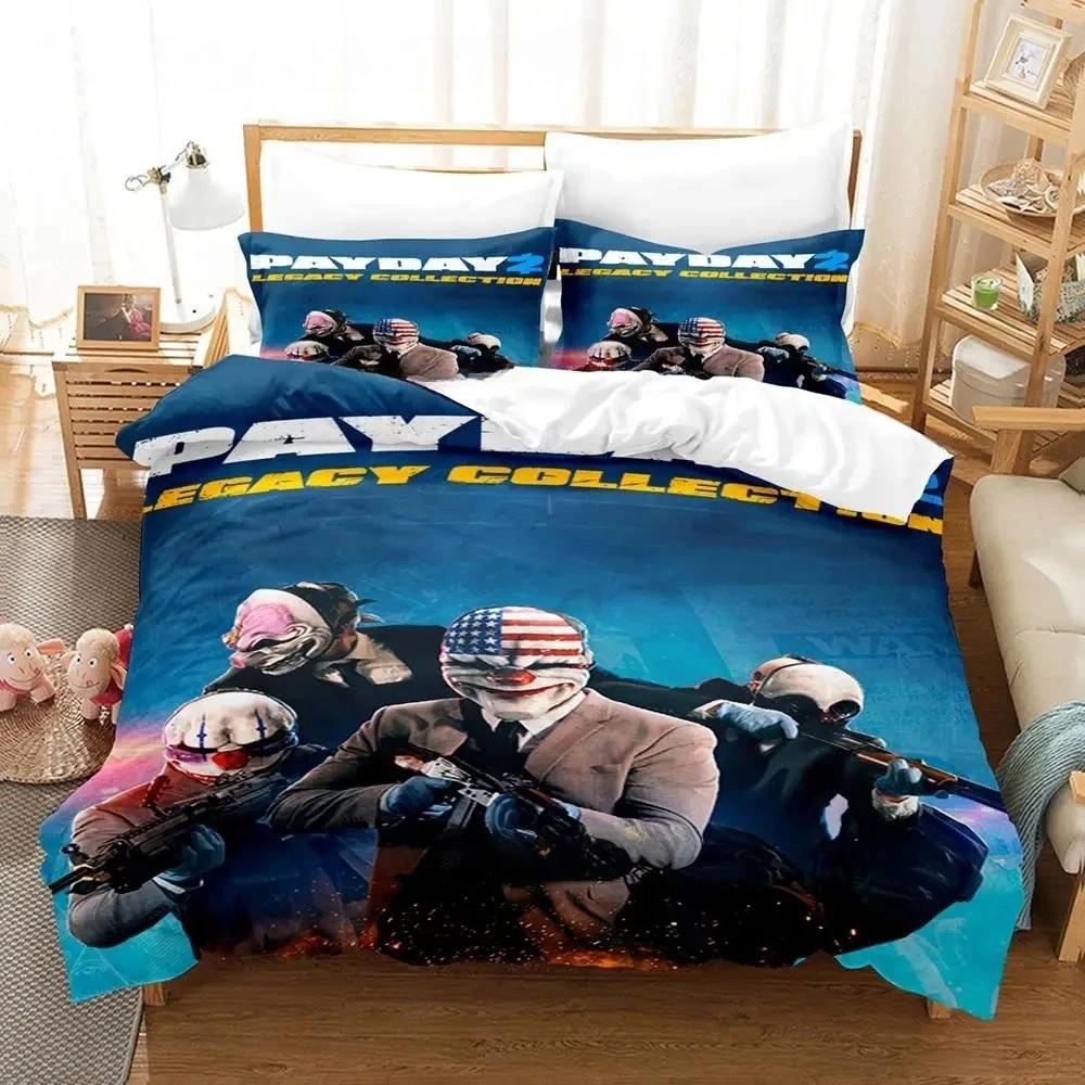 Game Payday Bedding Set Single Twin Full Queen King Size Bed Set Adult Boys Bedroom Duvet cover Sets Hip Hop Clown Anime Bed