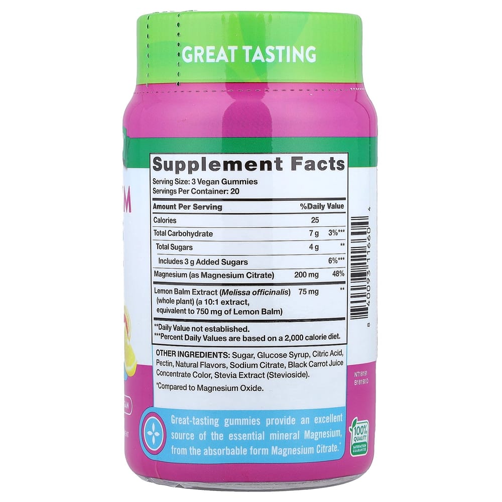 IHerb Magnesium Gummibärchen mit verbesserter Aufnahme, Zitrone Himbeere, Vegan, 60 Stück (Jeweils 67 mg)