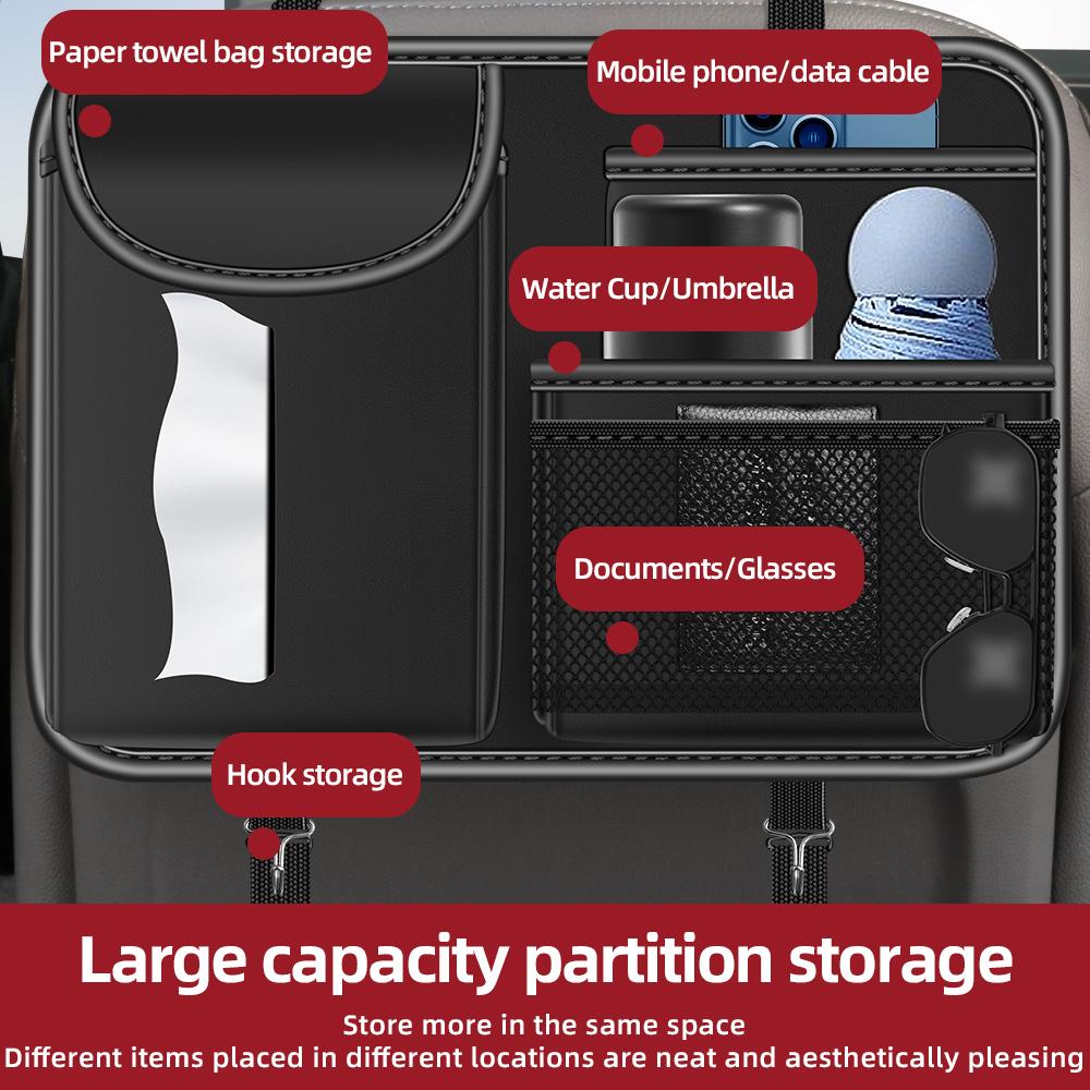 Car Seat Back Hanging Bag Multifunction High-grade Leather Car Storage Bag Auto Handbag Water Bottle Holder Car Rear Storage Bag
