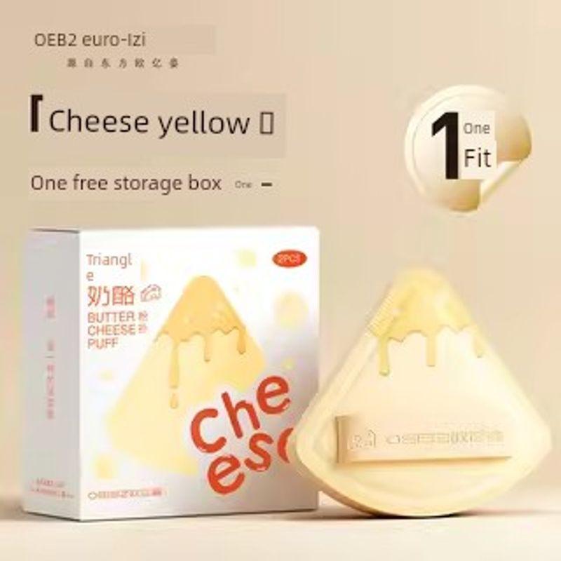 

Треугольный спонж для сахарной ваты с коробкой, подушечка для макияжа, жидкая основа для макияжа, специальный макияж, мягкий спонж для косметики двойного использования Cheese yellow [1 pack] complimentary storage box.