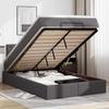 VidaXL Ottoman Bed Frame with Mattress Grey 120x200 Cm Faux Leather, Bed Frame, Upholstered Bed Frame, Bed Frame 3311301