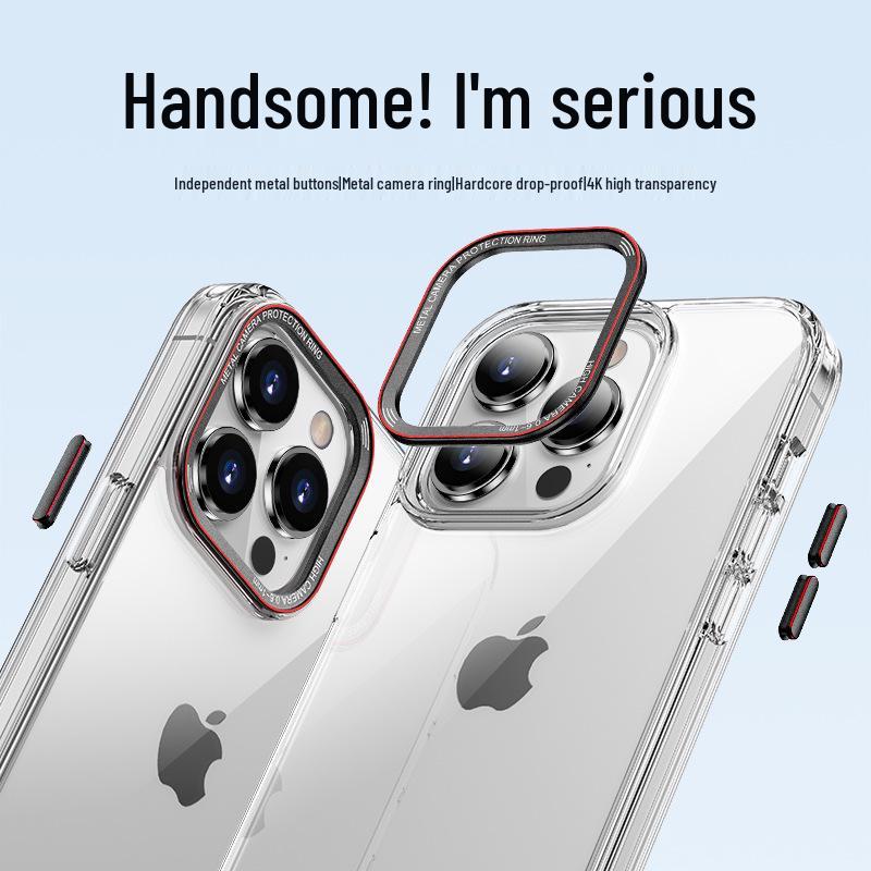 Transparent Anti-Drop Metal Color Block Case for iPhone 13/14/14 Pro Max