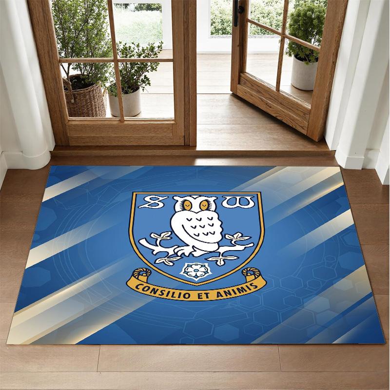 Sheffield Wednesday Design Crystal Velvet Rug Soft Decorative Mat for Bedroom Entrance