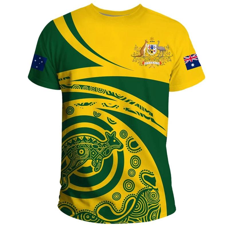 Australia's National Emblem Pattern 3D Digital Printing Cross-border New Men's Casual Short-sleeved T-shirt Factory Direct Sales