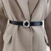 Ladies Slim Leather Waist Belt With Alloy Clasp For Modern Casual And Work Looks