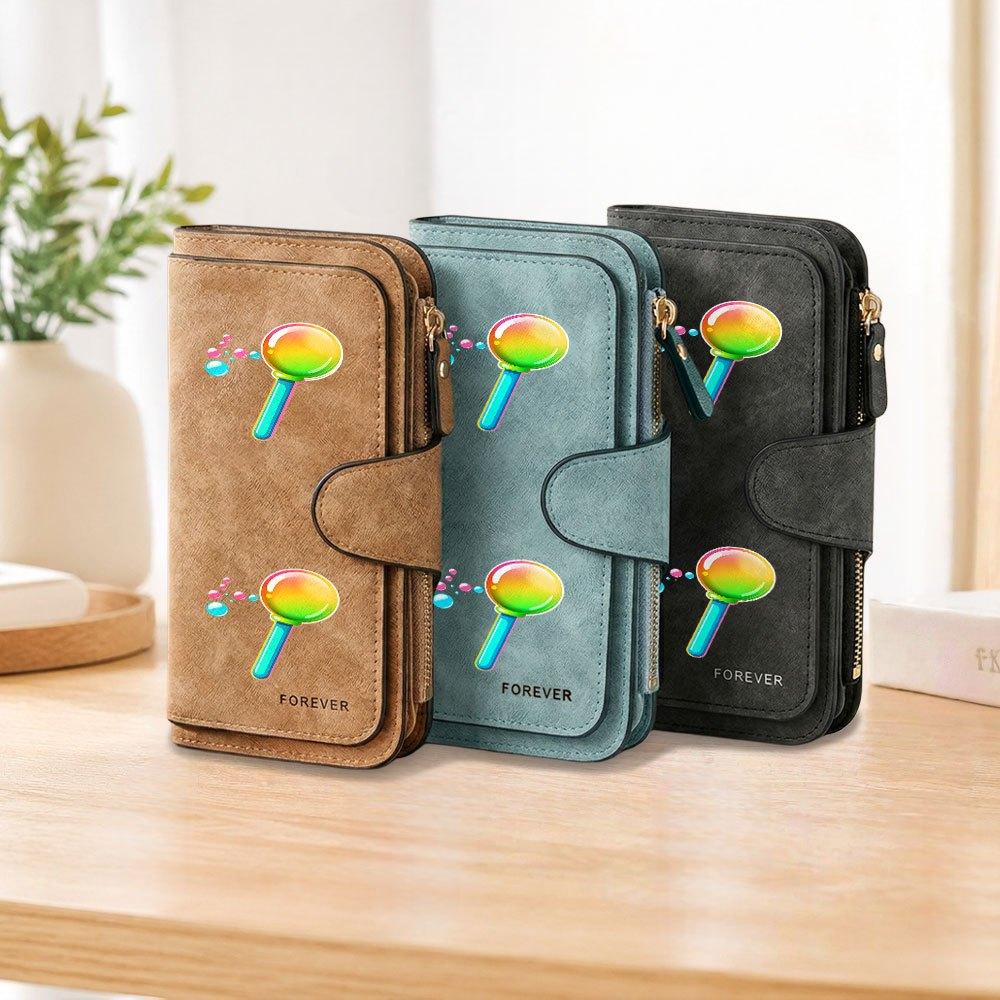 Rainbow Bubble Wand Long Zipper Wallet, Large Capacity Card Holder, Unisex Clutch Bag, Fashionable Zipper Coin Purse, Suitable for Daily Use, A Great