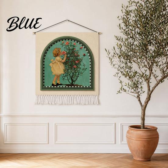 Fabric Wall Tapestry Easy Install Living Room French Vintage Maillard Tapestry Decor Retro Hanging