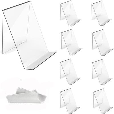 Generic Acrylic Display Stand Set of 8 - Transparent Bookends, Record Rack, Magazine Rack, Card Stand