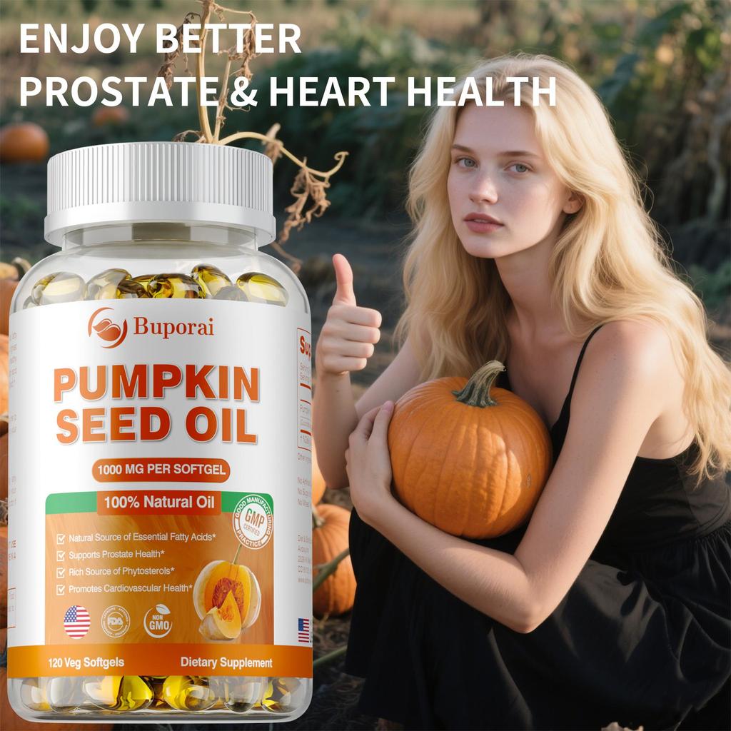 Pumpkin Seed Oil Softgels - Heart & Brain Health, Urinary & Bladder Support