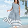 Women's Casual Loose Bohemian Striped Printed Short Sleeve Dress