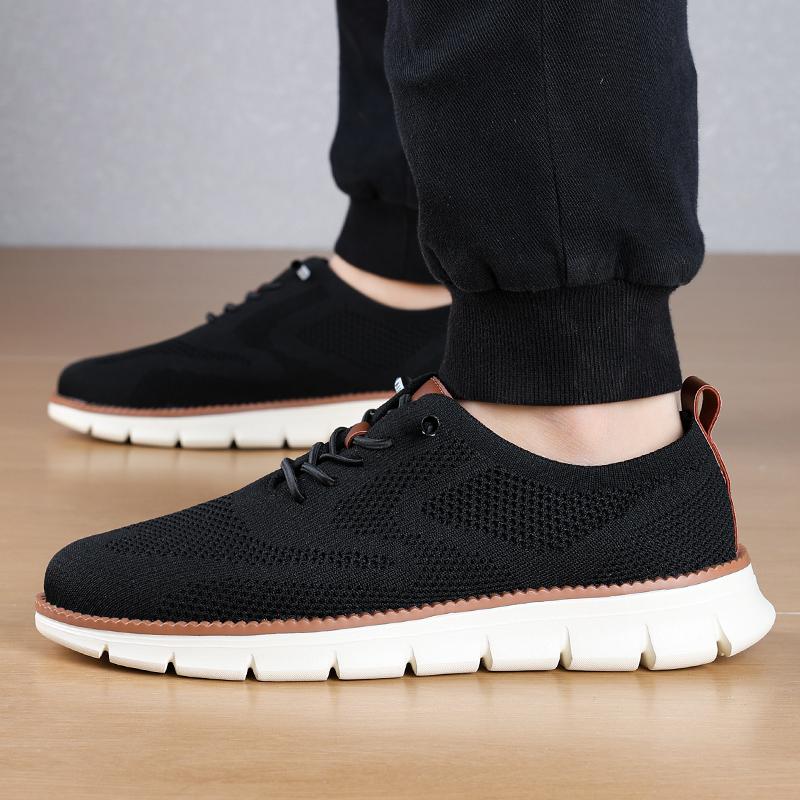 Fashion Khaki Men's Summer Sneakers Breathable Knit Lace-up Lightweight Casual Shoes For Men New Comfortable Urban Man Sneakers