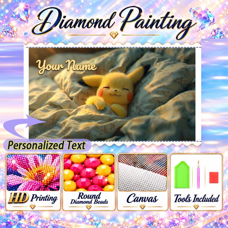 Personalized Pikachu Diamond Art Custom Name 5D Diamond Painting Full Drill DIY Craft