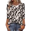 Women's Fashion Casual Three-Quarter Sleeve Floral Print Round Neck Top