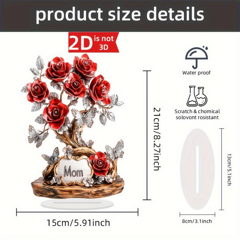 1SET New Rose Gift Acrylic Tabletop Ornament Valentine's Day Niche Rose Gift Decorative Ornament Bedroom