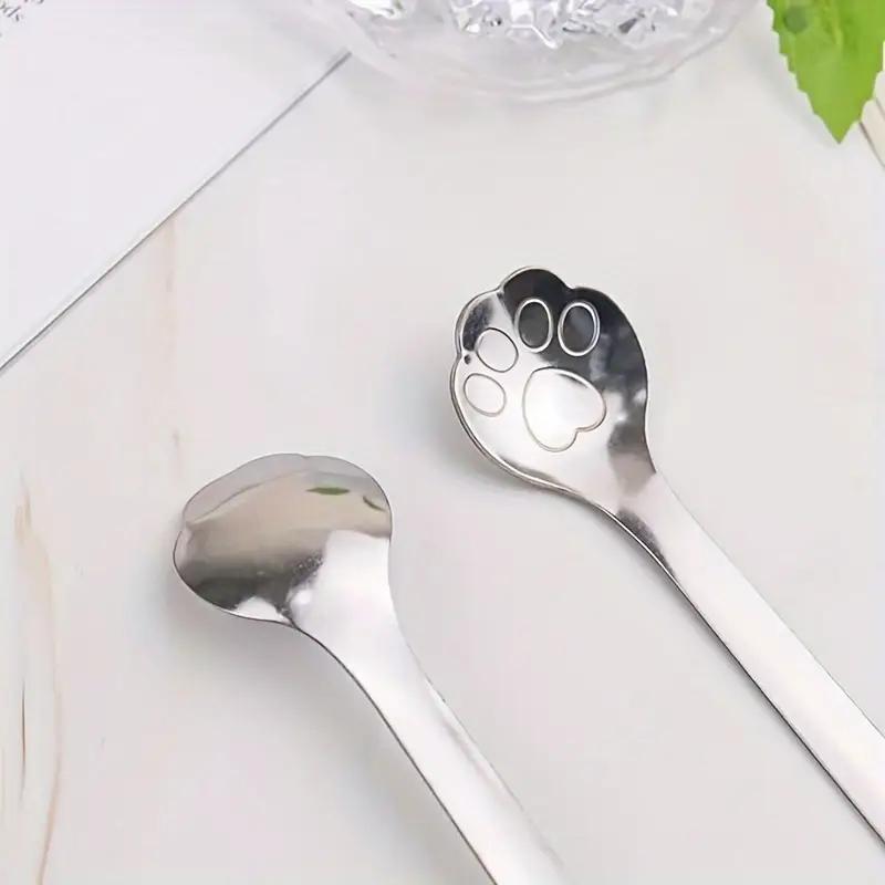 New Product 1PCS Stainless Steel Spoon Creative Gold Dog Cat Paw Claw Hollow Spoon Stirring Spoon Tea Coffee Dessert Spoons Cute Kitchen Tools