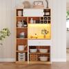 Kitchen Cabinet with LED Buffet Cabinet, with One Drawer, Three Doors and Shelves for Storing Cutlery, Large Space for Microwave. W115×D35×H180cm