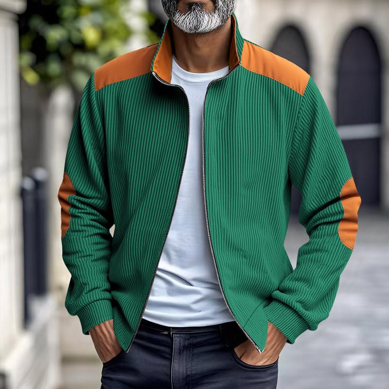 

Autumn and Winter Men s Heavy Loose Corduroy Casual Simple Piece Retro Stand Collar Jacket XXXL зелений