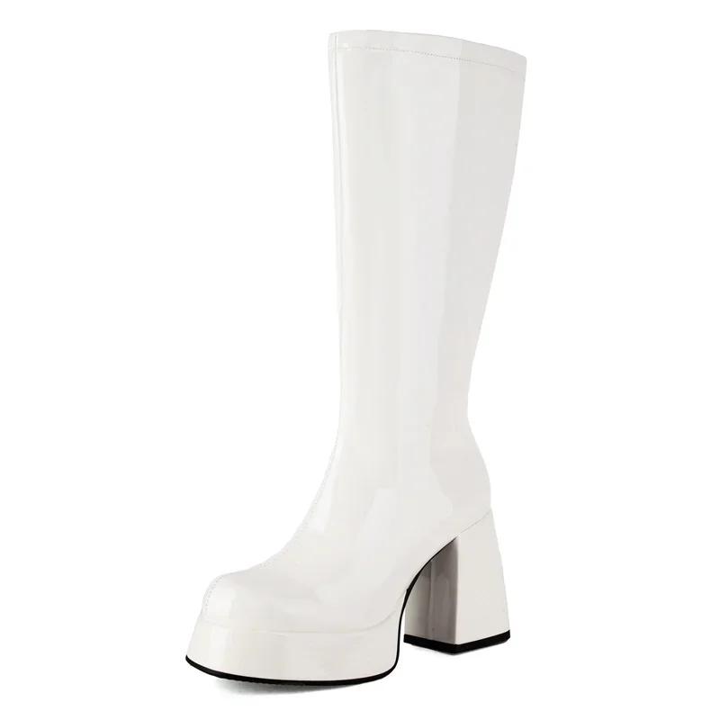 Glossy Pink Patent Leather Knee High