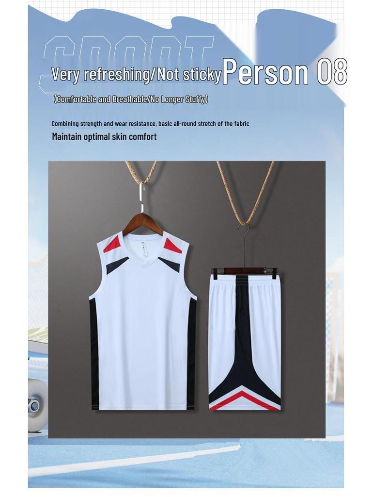 Unisex Basketball-Uniform-Set: Schnelltrocknend, Lässig, Sommer-Sportbekleidung, Dünnes Zweiteiliges Outfit für Erwachsene