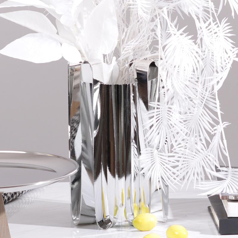 Home Decoration Vase Decoration Living Room Flower Arrangement Light Luxury Model Room Atmosphere Soft Decoration Dining Table Metal Flower Ware