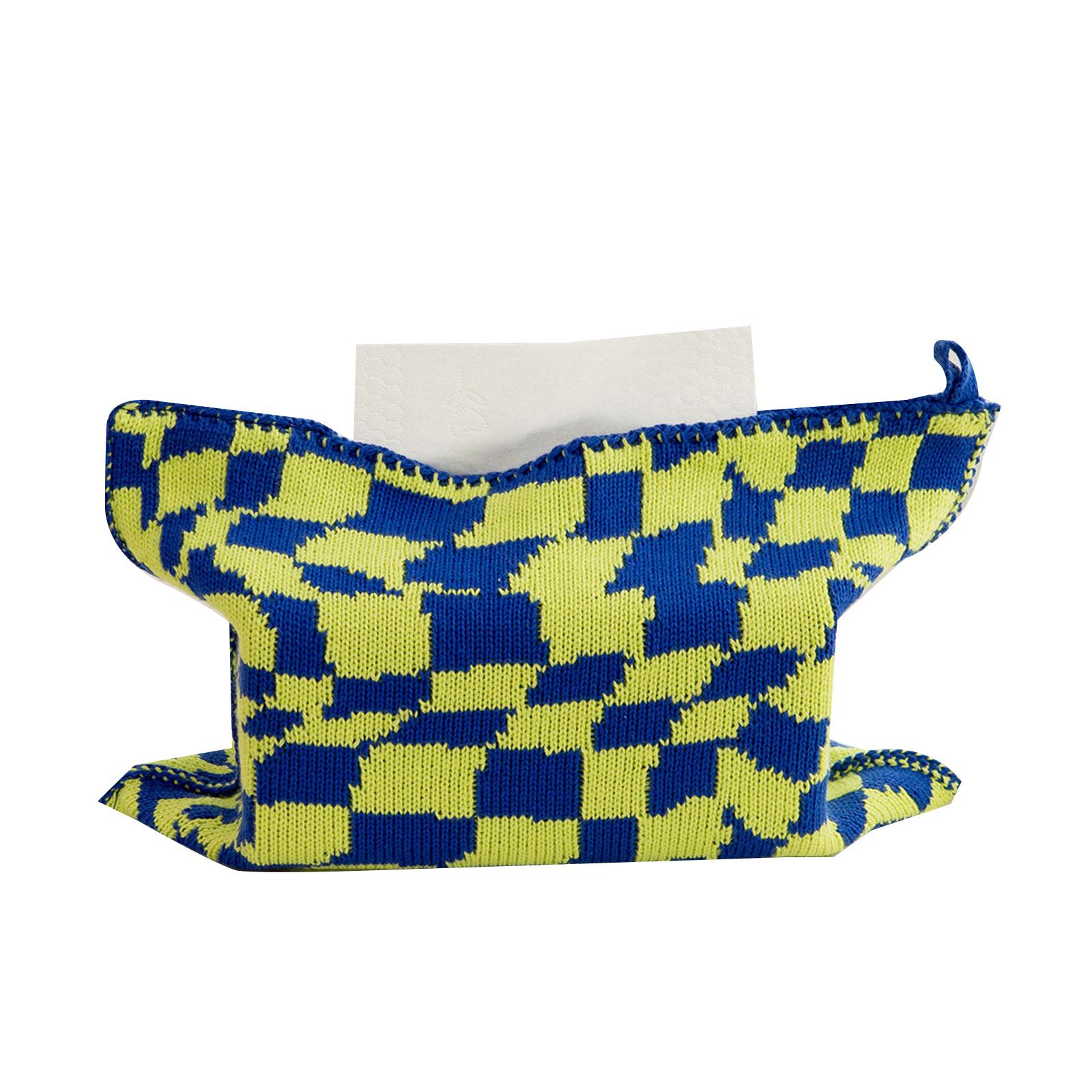 Heart-pattern Knitted Tissue Bag Table Tissue Box Paper Storage Desktop Decorative Tissue Case Paper Box for Home Office