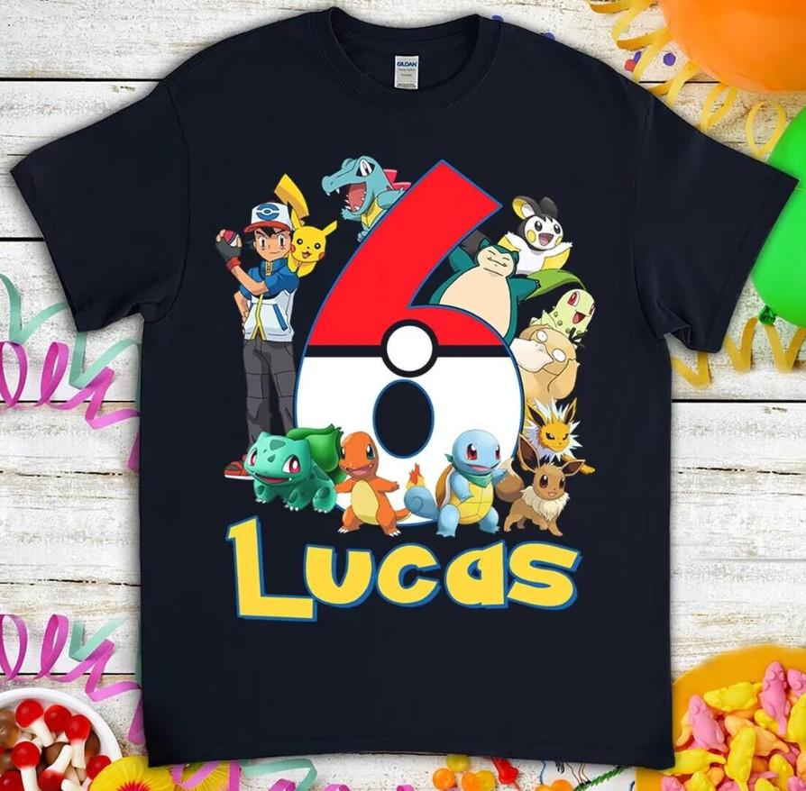 

ГАРЯЧА ГАРЯЧА Футболка на День народження Покемона Подарунок для дітей Весела футболка Покемона L