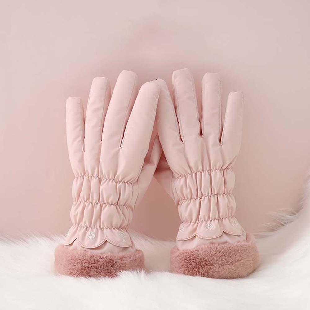 Down Cotton Satin Anti-cold Gloves Soft Finger Mittens Plush Thickened Gloves  Autumn