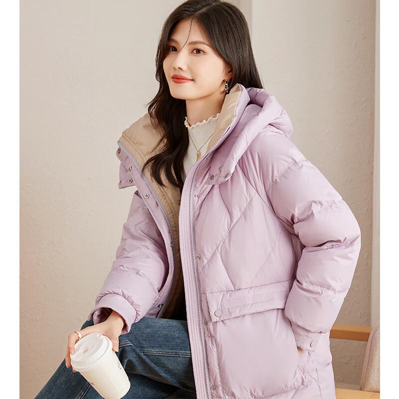 Fengxun Women's Korean Style Hooded Down Puffer Jacket