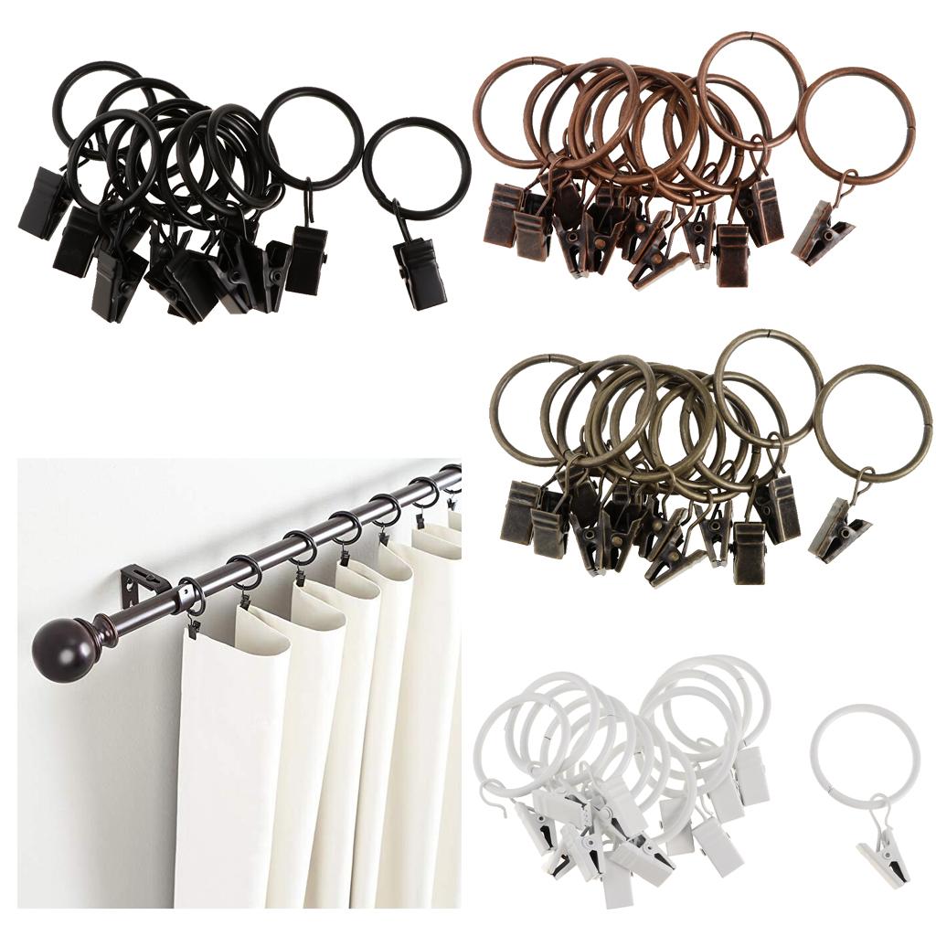 12 Curtain Rings Made of Coated with Clips, 25 Mm / 32 Mm Diameter