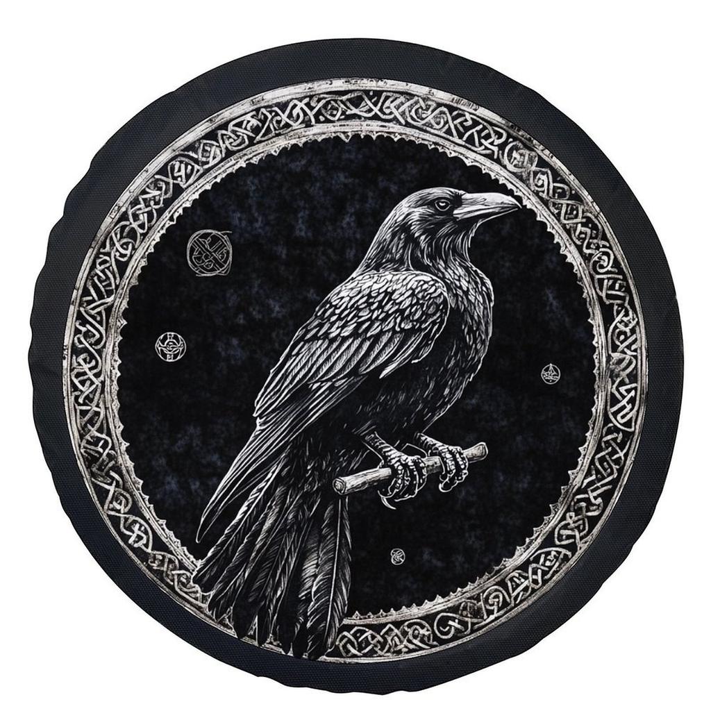 Single Piece Raven Design Tire Cover With Decorative Frame, Stylish Universal Wheel Protection Suitable For Most Vehicles