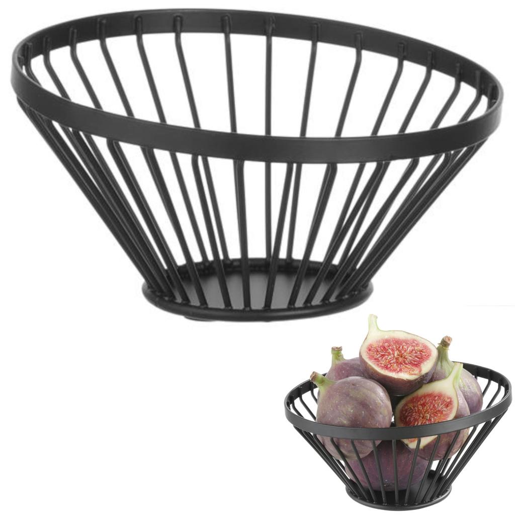 Wire fruit bowl basket black with matte coating, diameter 150 mm Hendi 427095