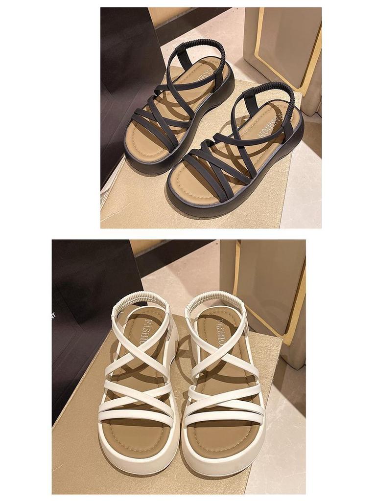 Women's 2024 Summer Platform Sandals with Small Cross-Strap and High Heel In New Korean Style