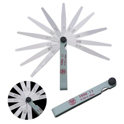 17 Klingen, 0,02 bis 1 mm Dicke, Spaltmaß, Füller, Fühlerlehre, Messwerkzeug