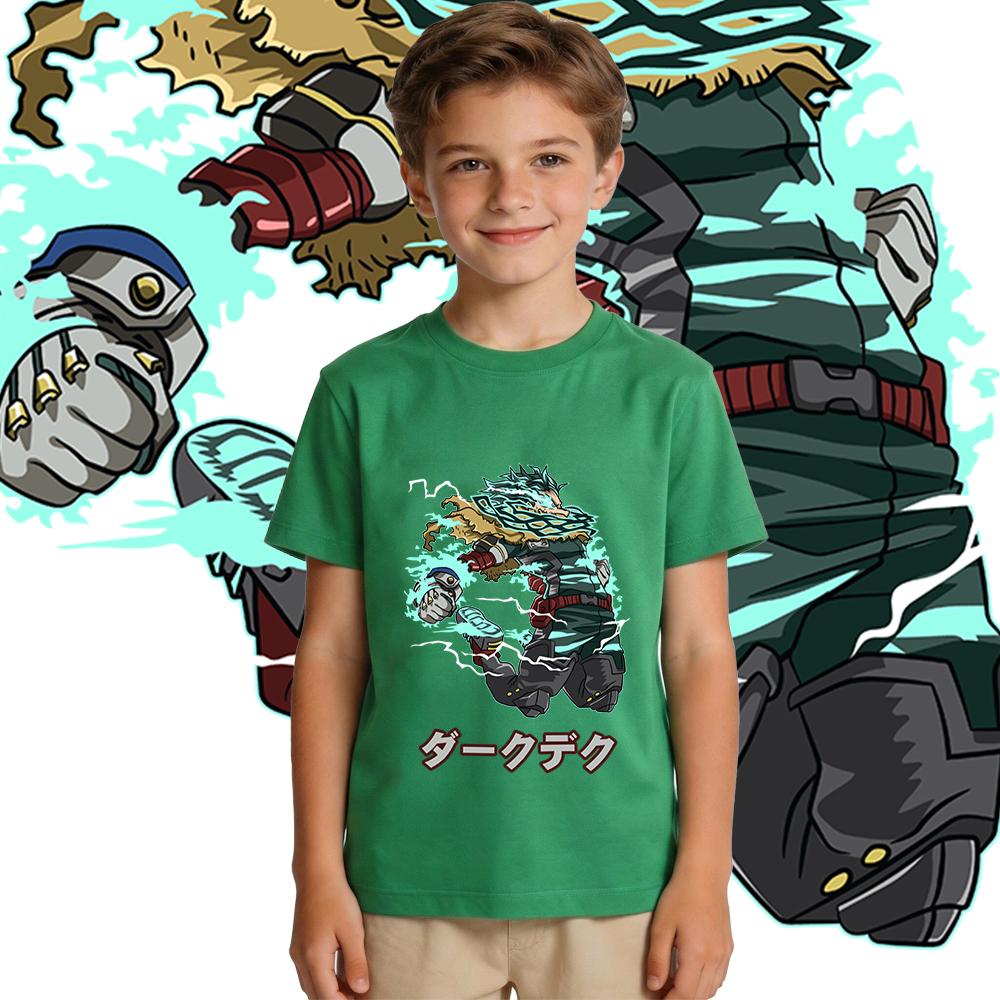 Pure Cotton My Hero Academia Midoriya Anime Print Kids Boys Girls T Shirt Casual Summer Top Soft Breathable Clothes