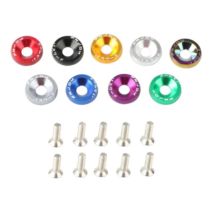 Car Modified Hex Fasteners Fender Washer License Plate Bolts Engine Bumper Decorative License Frame Screws Car styling 10PCS
