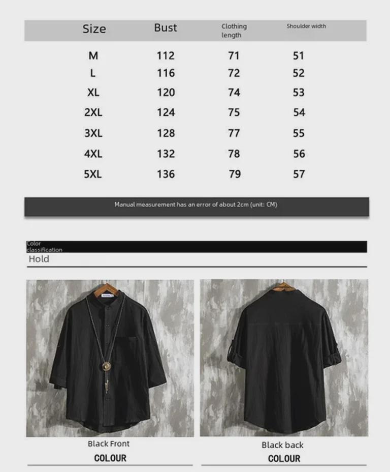 Men's Trendy White Linen Three-Quarter Sleeve Shirt - Loose and Lightweight Summer Fit