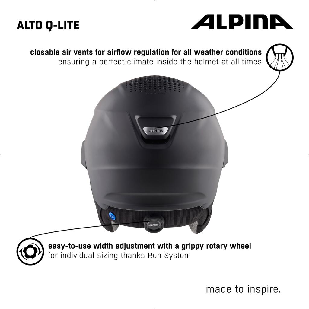ALPINA ALTO Ski and Snowboard Visor Helmet with Mirror Eyeglass Adjustable Size Q-LITE Visor, Compatible, (59-63 Cm)