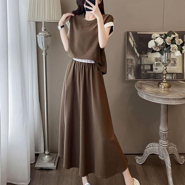 

Women s Summer Slimming Top & Elastic Waist Skirt Set S (up to 50 kg)