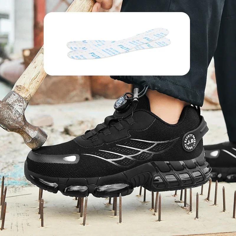 

Новая защитная обувь с вращающейся кнопкой, мужская рабочая обувь с защитой от ударов и проколов, модная мужская спортивная обувь, защитные защитные ботинки для мужчин 36