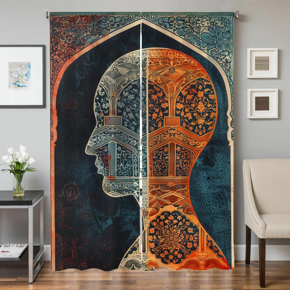 

Кухонные шторы для гостиной, 2 шт., затемняющие шторы, занавески на дверь, старинная архитектура, перегородка, украшение для спальни, абажур W50xH70cmx2pcs-CL