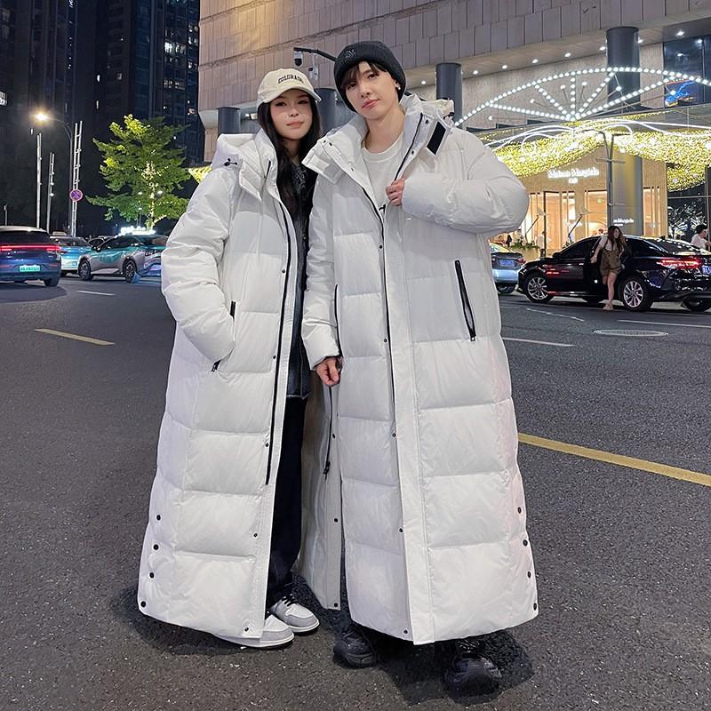 Long Down Coat Winter Unisex Oversized Warm Jacket With High Fill Power Goose
